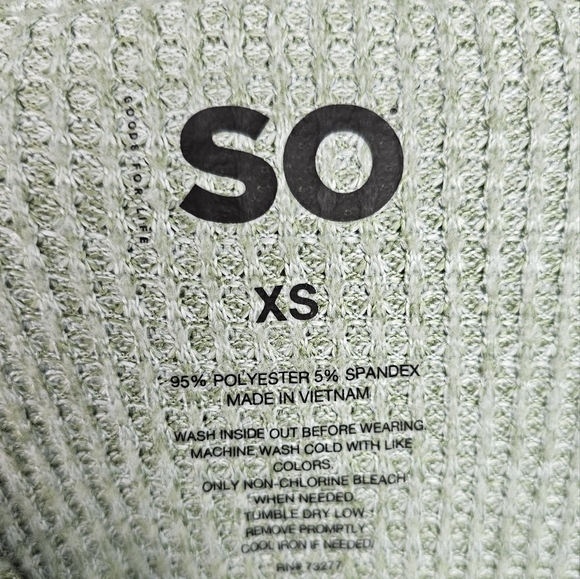 SO Cozy Waffle Knit Tunic Hoodie Sweater XS SEAFOAM TEAL SAGE LIGHT GREEN - Picture 5 of 9